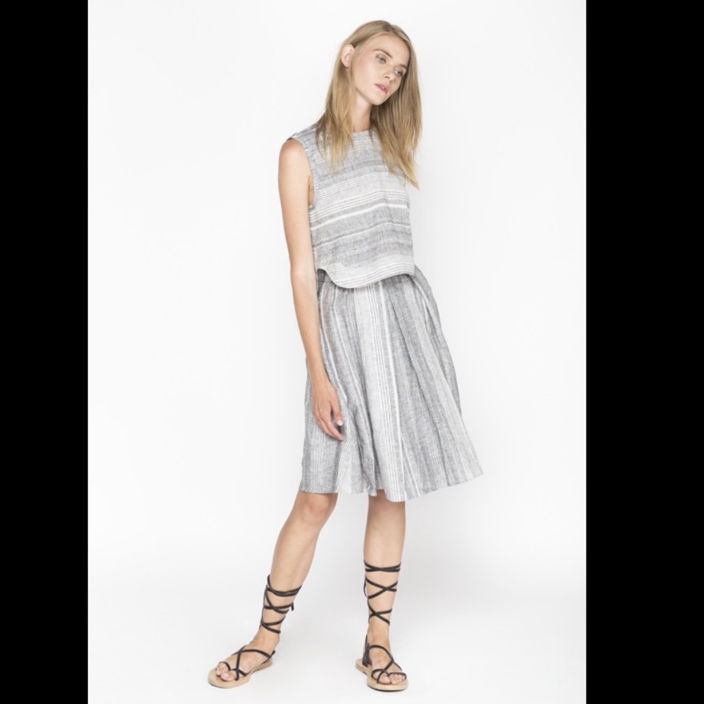 dRA Serafina Skirt | Gray striped linen skirt
